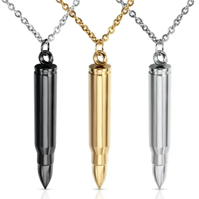 Bullet Head Stainless Steel Pendant Necklace for Men's Commemorative Pendant with Engraved logo