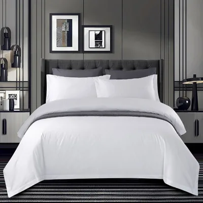 40s*60s Eco-Friendly White Satin Sheet Fabric Air Jet Quality Breathable Soft Plain High Durability Hotel Sateen Stripe Woven