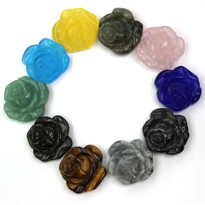 Wholesale High Quality Natural Rose Flower Crystal Carvings Small Healing Stones