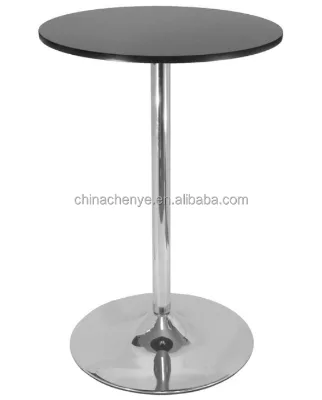 Modern Round Metal Top Bar Table Commercial High Grade Pub Bistro Table with Silver Pedestal Base for Hotel and Home Bar