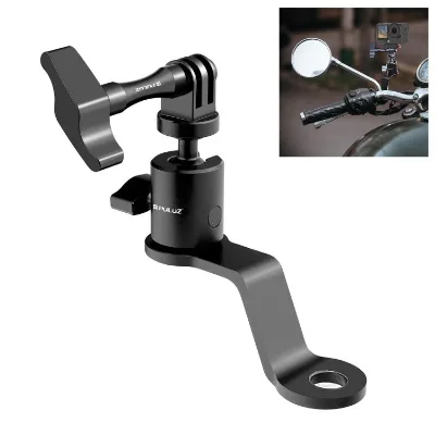 Action Camera Mount Holder Aluminum Alloy, Motorcycle Rearview Mirror Mount for GoPro / DJI Osmo Action / Insta360