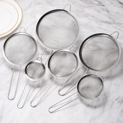8cm Diameter Stainless Steel Colander with Long Handle Fine Mesh Strainers for Home Kitchen Use for Rice Juice Quinoa Flour Tea
