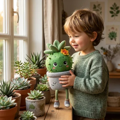 Custom Soft Aesthetic Cactus Plush Toy with Smiling Face and Legs for Kids Gift and Nordic Nursery Decoration