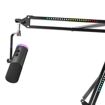 Free logo Professional Podcast Recording Microphone for Gaming Livestream with Rgb Light Adjustment
