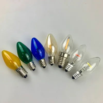 New 120V/220V Mini LED Bulb 0.5W/1W Filament Dimmable E14/E12/C7 Fridge/Candle Light Glass Body LED Candle Light Bulb AC Power