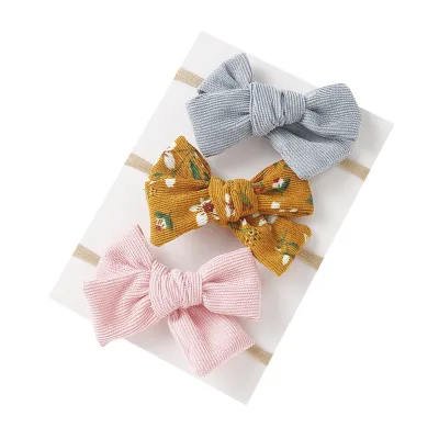 Wholesale 3pcs Kids Baby Elastic Hair Bands Baby Girl Bowknot Hair Accessories Hair Ring Newborn Nylon Baby Headbands