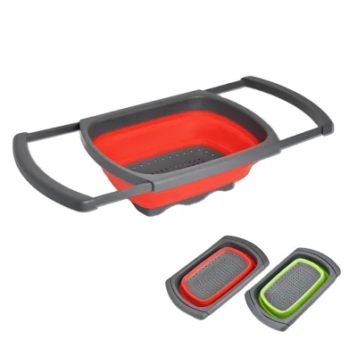 BPA Free Portable Collapsible Vegetable/Fruit Strainers With Extendable Handles Over the Sink Collapsible Kitchen Colander