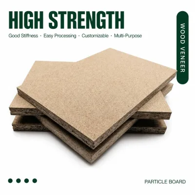 Chipboard Panels Customized Thickness 1220x2440MM Eco-Friendly 3-Layer Structure Indoor Use Melamine Particle Board Realistic