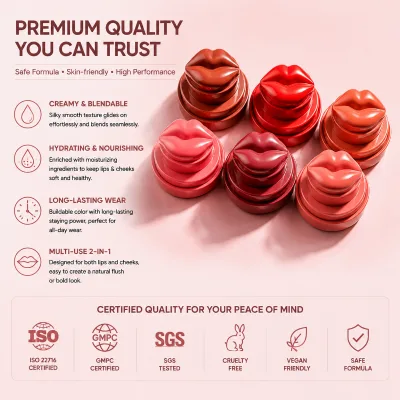 Private Lable Cruelty Free Lip and Cheek Balm Hydrating Nourishing Dual-use Lip Balm Makeup