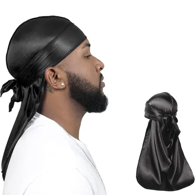 Custom Silky Durags Hip Hop Satin Silk Black Durag Hombre Headwraps Long Tail Silky Durag for Men Women
