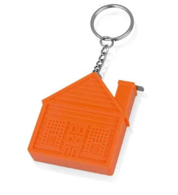 Custom Logo 3 Feet Mini House Carbon Ruler Tape Measure Imperial Metric Blade Keychain for Promotional Use
