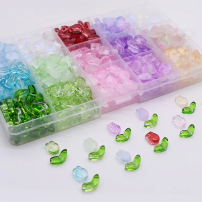 Gradient Glass Tulip Petal Beads DIY Materials for Bracelets Earrings Crystal Lampwork Glass Beads Waist Necklace Charm Making