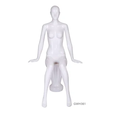 Durable Glossy White Plastic Female Sitting Mannequin Full Body Display Dress Form for Boutique Shop Wholesale Supplier