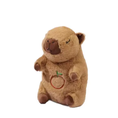 HY198 2025 New Hot Selling Breathing Capybara Soothing Bear Baby Sleeping Music Doll with Lights Capibara Plush Toy