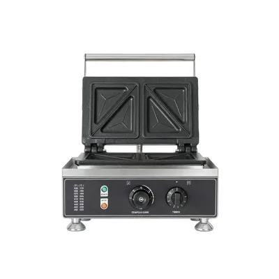 Electric Triangle Sandwich Press 2 Slice Contact Grill with Temperature Control 50-300℃ Design for Café & Home