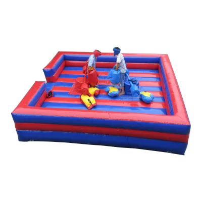 Red Blue Striped Inflatable Jousting Arena Game Complete Set Inflatable Gloves Helmets Joust Poles PVC Inflatable Fighting Arena