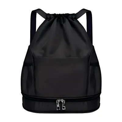 Tough Nylon Drawstring Bag-Lightweight & Large Capacity Quick Dry Stain-Proof Finish Formal Daypack & Sports Equipment Carrier
