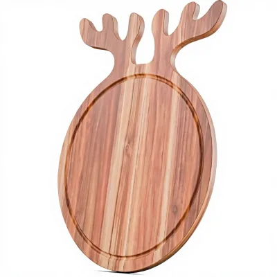 New Reindeer Antlers Shaped Charcuterie Board-Acacia Wood Christmas Cutting Board (17x13in) Holiday Serving Tray Winter Decor