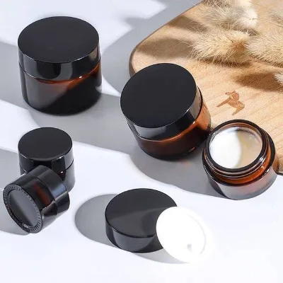 luxury cosmetic round glass bottle 120 ml oem cosmetic glass bottle amber glass bottles for oil and box