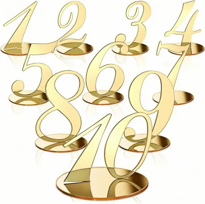 Cake Table Numbers with Stands Holders Elegant Acrylic Table Numbers Silver Mirror Modern Table Number Signs for Weddings Party