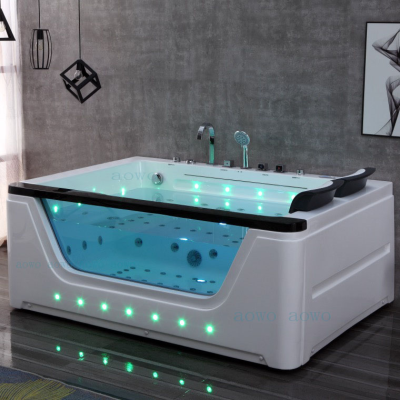Double whirlpool Tub Spa 1700*1300mm with Waterfall Light and Control Panel Spa Tub Heater Indoor Use Lifting TV whirlpool Pool