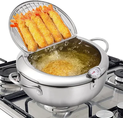 Stainless Steel Multifunctional Cookware Deep Fryer Pot Modern Design Deep Frying Pot with Thermostat and Basket