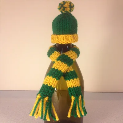 Wholesale Price Knitted Scarf and Hat 2 Pcs Set Custom Splicing Printed Knitted Scarves Hats for Soccer Club Use