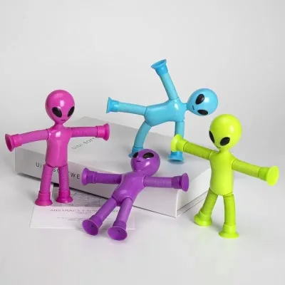 Fun New Strange Puzzle Decompression Stretch Tube Fidget Toy Pop Tube New Product Cartoon Alien Telescopic Tube Toy
