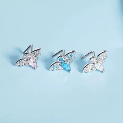 PDANY Wholesale Bat Nose Nails L Rod Copper Inlaid Zircon Nose Nails Nose Rings Body Piercing Accessories