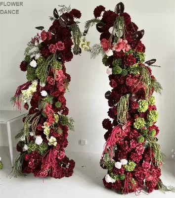 Hot Sale Wedding Backdrop Decor Horn Shape Flower Arch Artificial Red Flower Arch for Wedding Valentine's Day