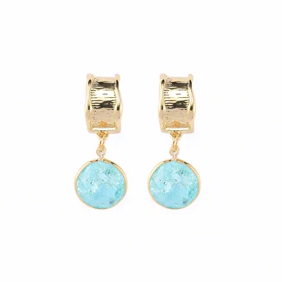 Fashion small cute C-shaped crystal brass real gold plated earrings high-end niche female earrings
