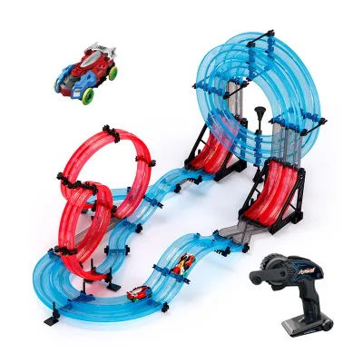 63pcs DIY Assemble Rail Flexible Anti Gravity Remote Control Rc Car Track Toy
