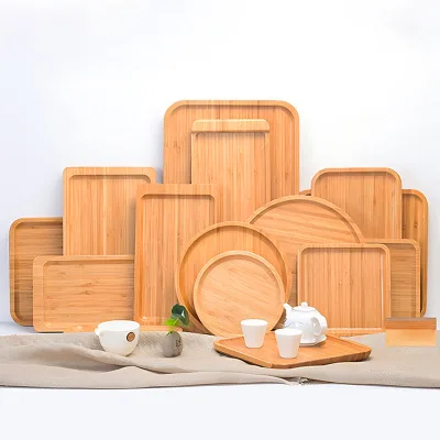 Custom Logo Eco Friendly Bamboo Biodegradable Dinner Plates Bamboo Plates