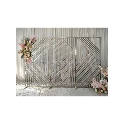 Wedding Backdrop Stage Background Rectangle Silver Metal Backdrop Stand for Decoration Events