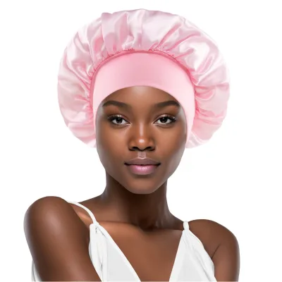 Solid Color Silk Bonnet for Sleeping Hair Bonnets Soft Elastic Band Silk Sleep Cap Hair Wrap for Women