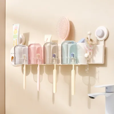 Support OEM Suction Cup Toothbrush Holder Wall Mount Bathroom Organizer Strong Hold for Toothpaste Razor Brush Shower