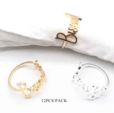 AliExpress Hot Sale Diy Letter Napkin Ring Restaurant Napkin Button Hotel Festival Birthday Wedding Bridal Shower Napkins Rings