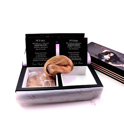 Weave Wigs Hair Boxes Wholesale White Ribbon Satin Lined Bundles Wig Box Packaging Custom Logo Extension Luxury Cosmetic Box