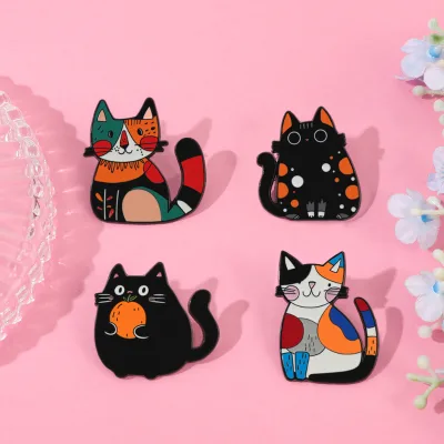 Kawaii Cat Enamel Pins Black Cat Lapel Pin Cute Cat Brooch for Backpack Cartoon Brooch Pins
