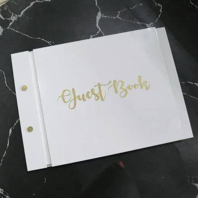 Customized White Acrylic Wedding Guest Book Modern Wedding Reception with "guest Book" and Custom Sign-in Books
