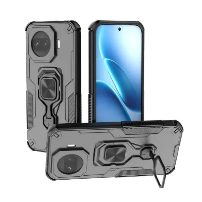 For vivo IQOO Z11 Turbo Metal Kickstand TPU Hybrid PC Phone Case(Black)
