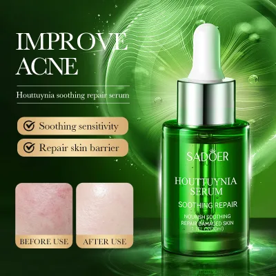 OEM SADOER Private Label Wholesale Natural Herbal Houttuynia Cordata Extract Serum Skin-Smoothing Facial Care Serum