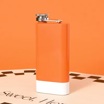 Newest Design Alcohol Flask Metal Liquor 5OZ Orange Color Stainless Steel Hip Flask