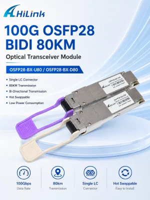 Factory Supply Compatible QSFP28 100G BiDi Single Fiber 80KM Optical Transceiver Low Power Consumption for Data Centers AI