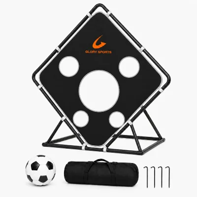 Portable Soccer Goal Target Sheet with Frame Five Openings and Carry Bag for Football Accuracy Practice
