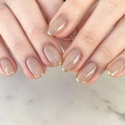 Wholesale Price High Quality 24pcs Nail Magnet French Almond Oval Glitter False Artificial Press on Nails