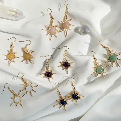 Natural  Crystal Bead Earrings  925 Silver Plated With Real Gold  Crystal Earrings  Crystal Earrings and Jewelry