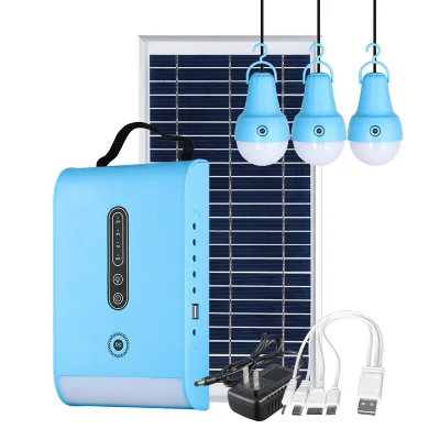 Lithium Battery Solar Energy System with Bulbs Home Lighting Phone Charger Power Station with Solar Panel for Outdoor