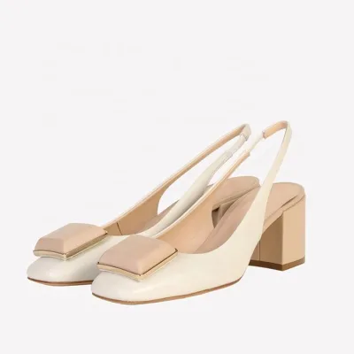 Women Low Chunky Heels Pumps Stretch Slingbacks Shoes Square Toe Office Lady Summer Slip on Ornaments Sandals