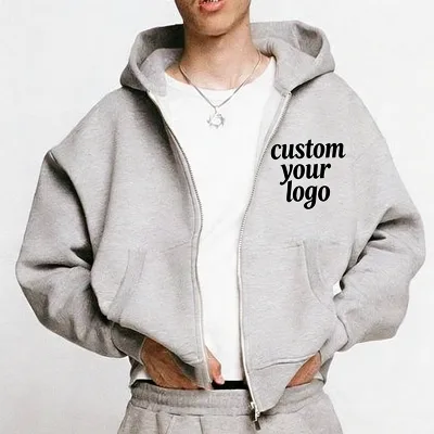 Custom for Brand Streetwear Heavyweight 100% Cotton Fleece Blank Hoodie Zip up Vintage Double Layer Distressed Hoodies for Men